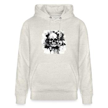 Totenkopf Trash Polka Heavy Metal - Stanley/Stella Unisex Bio-Hoodie CRUISER  - Beige meliert - Vorne - Alina (178cm) & Michal (187cm)