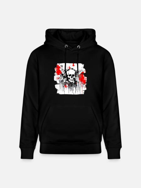 Skull Splash Trash Polka Tattoo - Stanley/Stella CRUISER Unisex Organic Hoodie - black
