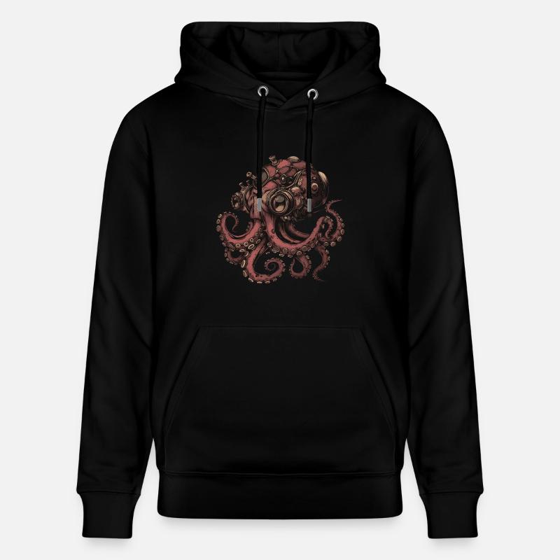 Steampunk Kraken - Sweat à capuche bio CRUISER Stanley/Stella Unisexe - noir