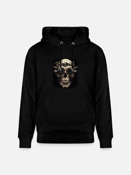 Steampunk Zombie Skull - Stanley/Stella CRUISER Unisex Organic Hoodie - black