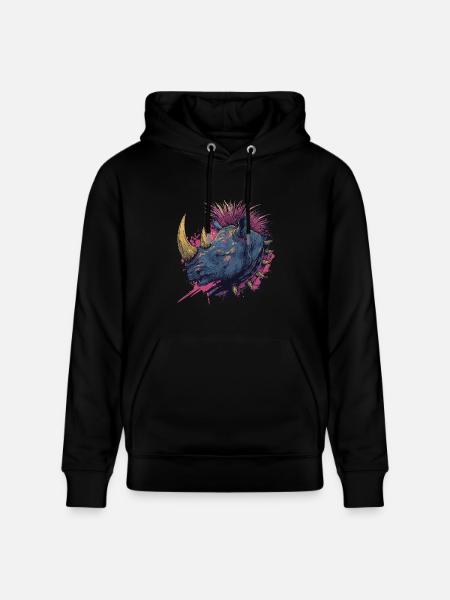 Fantasy Punkrock Rhino - Stanley/Stella CRUISER Unisex Organic Hoodie - black