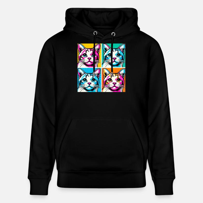 Chat Pop Art - Sweat à capuche bio CRUISER Stanley/Stella Unisexe - noir