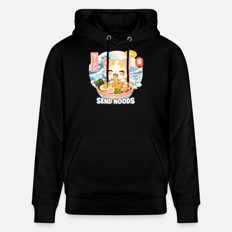 Motif Retro Wave Ramen Nouilles Chat - Sweat à capuche bio CRUISER Stanley/Stella Unisexe - noir