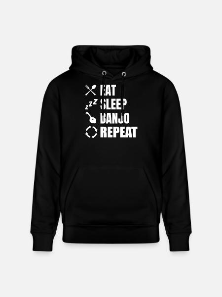 Eat Sleep Banjo Repeat - Stanley/Stella CRUISER Unisex Organic Hoodie - black