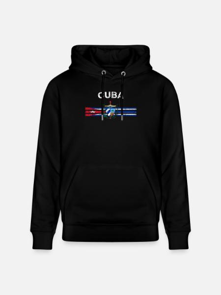 Cuban Flag Shirt - Cuban Emblem & Cuba Flag Shirt - Stanley/Stella CRUISER Unisex Organic Hoodie - black