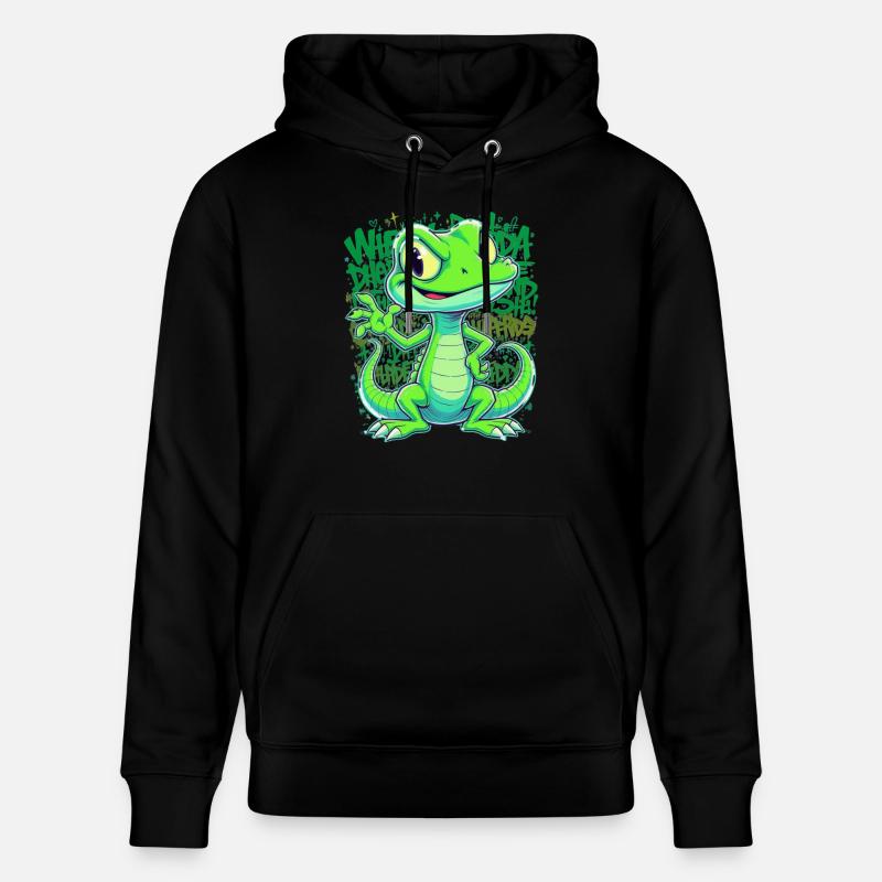 Fröhliche Echse – Witziger Comic Style - Stanley/Stella Unisex Bio-Hoodie CRUISER  - Schwarz
