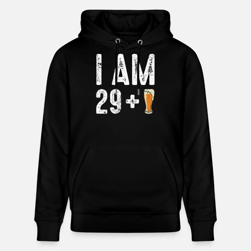 Ich bin 29 plus Bier - Stanley/Stella Unisex Bio-Hoodie CRUISER  - Schwarz