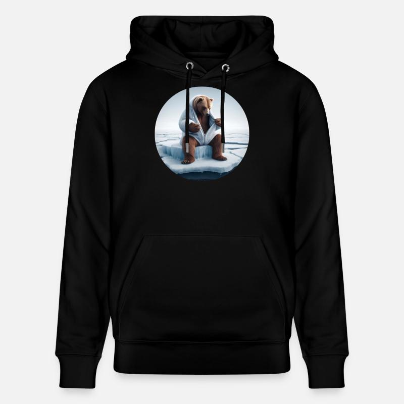 Bär im Schafspelz sitzt auf Scholle - Stanley/Stella Unisex Bio-Hoodie CRUISER  - Schwarz