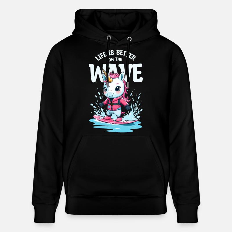 Wakeboard Einhorn - Stanley/Stella Unisex Bio-Hoodie CRUISER  - Schwarz