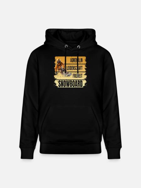 Adrenalin - Leidenschaft - Freiheit - Snowboard - Stanley/Stella Unisex Bio-Hoodie CRUISER - Schwarz