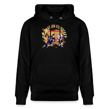 Faszination Eishockey - Stanley/Stella Unisex Bio-Hoodie CRUISER  - Schwarz - Vorne - Alina (178cm) & Michal (187cm)