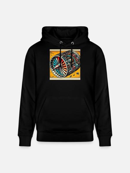 Turbine Unleashed: Comic Art - Airplane Turbine - Stanley/Stella CRUISER Unisex Organic Hoodie - black