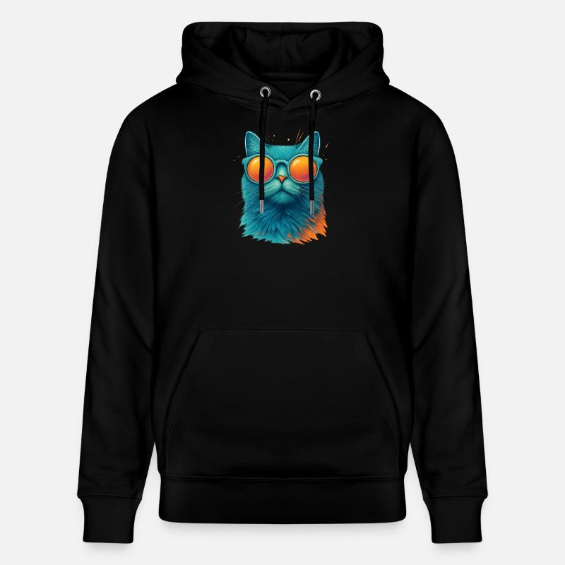 Chat Violet en Lunettes de Soleil - Sweat à capuche bio CRUISER Stanley/Stella Unisexe - noir