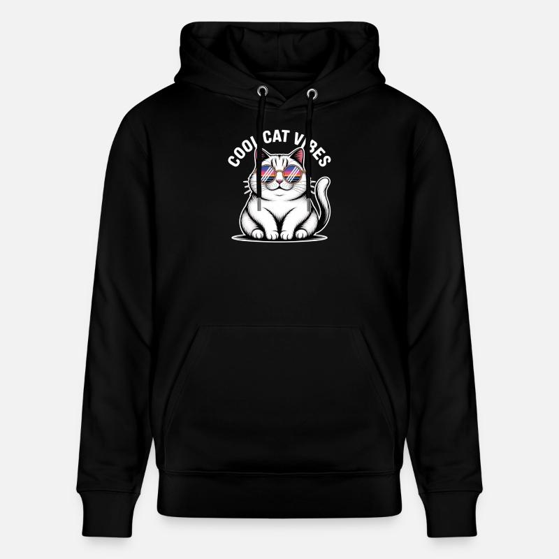Chat copain avec lunettes Wave - Sweat à capuche bio CRUISER Stanley/Stella Unisexe - noir