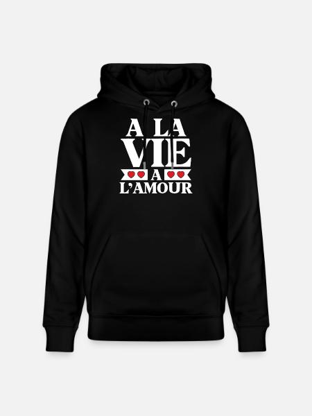 Life and Love Red Hearts - Stanley/Stella CRUISER Unisex Organic Hoodie - black