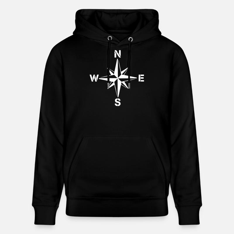Navigation propre Compass Wind Rose - Sweat à capuche bio CRUISER Stanley/Stella Unisexe - noir