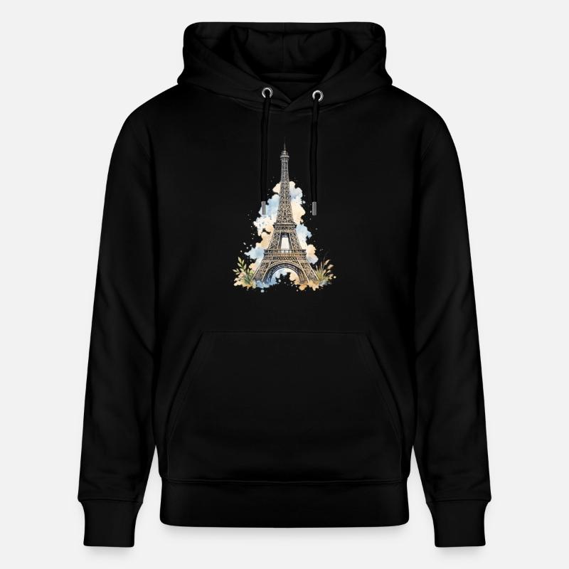 Wasserfarbe Eiffelturm Impression - Stanley/Stella Unisex Bio-Hoodie CRUISER - Schwarz