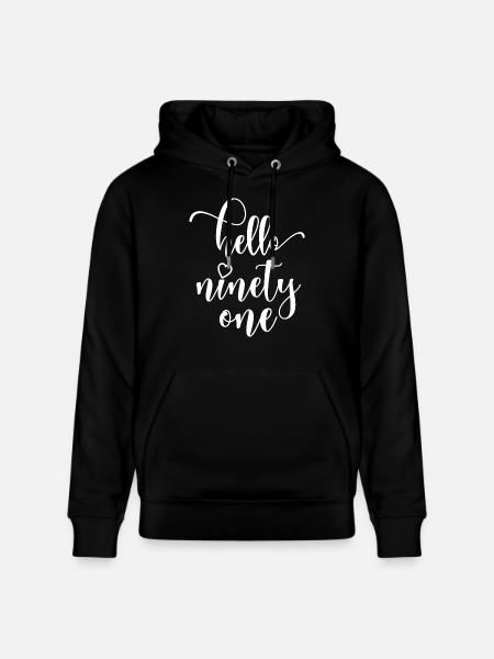 Hallo Ninety One Cute 91 jaar oude verjaardag - Stanley/Stella Uniseks bio-hoodie CRUISER  - zwart