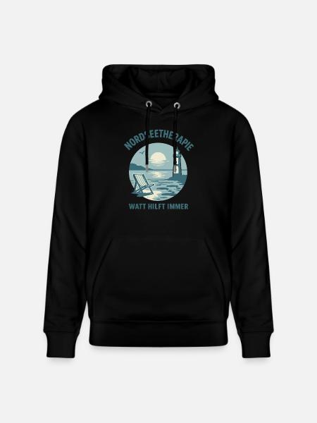 Nordseetherapie - Watt hilft immer - Stanley/Stella Unisex Bio-Hoodie CRUISER  - Schwarz