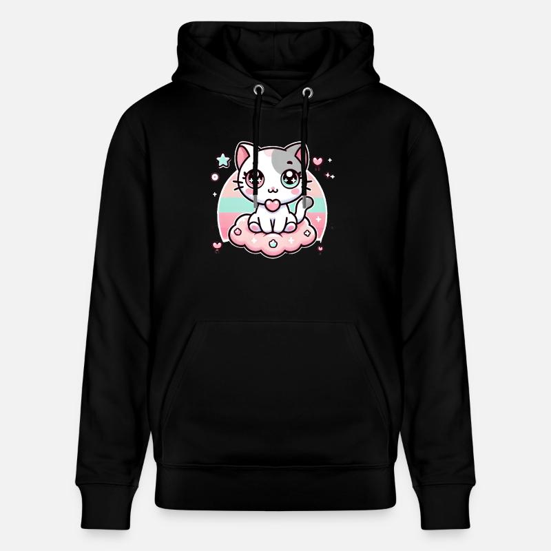 Chat de style kawaii - Sweat à capuche bio CRUISER Stanley/Stella Unisexe - noir
