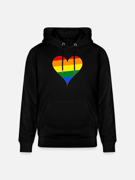 Heart rainbow flag gift - Stanley/Stella CRUISER Unisex Organic Hoodie - black