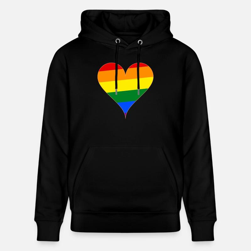 cadeau drapeau arc-en-coeur - Sweat à capuche bio CRUISER Stanley/Stella Unisexe - noir