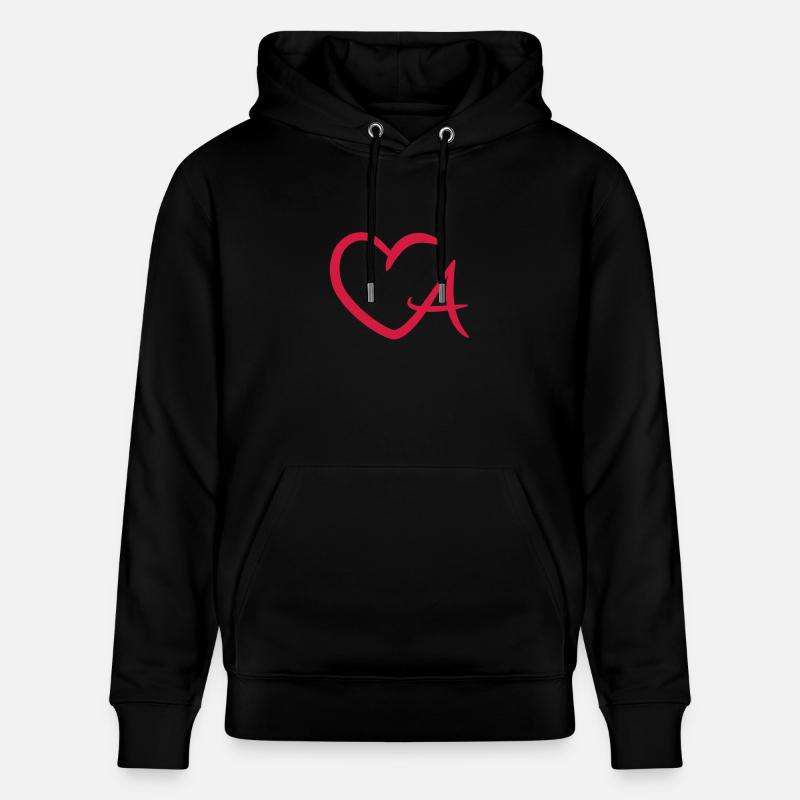 Lettre symbole coeur A - Sweat à capuche bio CRUISER Stanley/Stella Unisexe - noir
