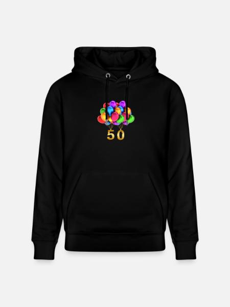 Gaveidé 50 års fødselsdag balloner - Stanley/Stella CRUISER økologisk unisex-hoodie - sort
