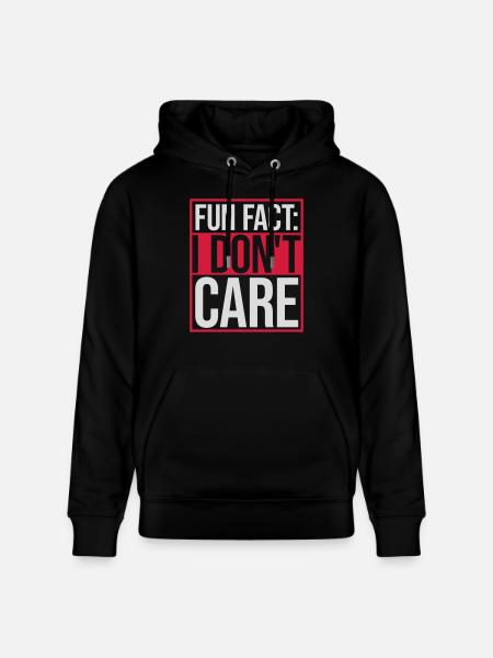 I don't care fact - Stanley/Stella CRUISER Unisex Organic Hoodie - black