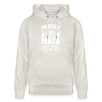 Maya - Perfekt Sein Kann Jeder Maya Sein Nicht - Stanley/Stella Unisex Bio-Hoodie CRUISER  - Beige meliert - Vorne - Alina (178cm) & Michal (187cm)