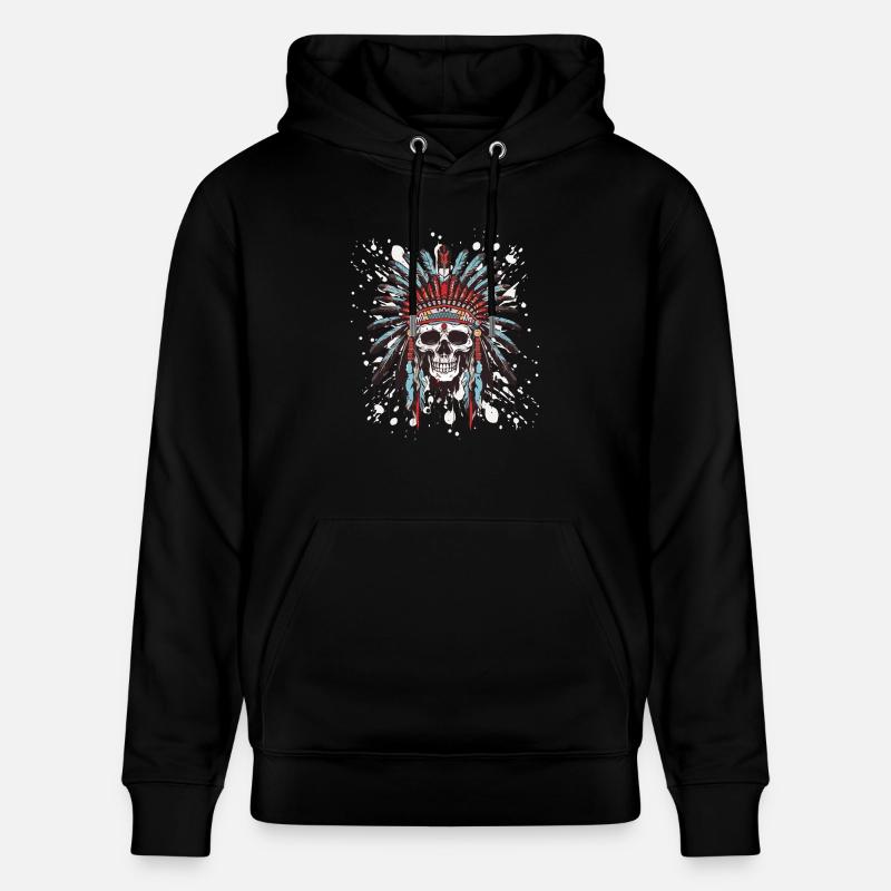 Crâne Apache Indien - Sweat à capuche bio CRUISER Stanley/Stella Unisexe - noir
