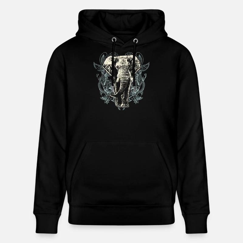 Fleurs en dentelle éléphant - Sweat à capuche bio CRUISER Stanley/Stella Unisexe - noir