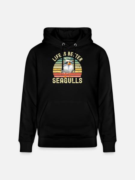 Seagulls - Stanley/Stella CRUISER Unisex Organic Hoodie - black