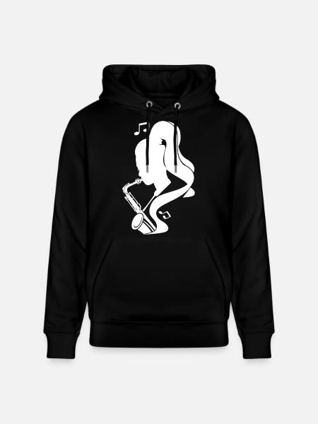 Saxophonist Sketch - Stanley/Stella CRUISER Unisex Organic Hoodie - black