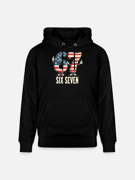US Flag 67 Memes Six Seven - Stanley/Stella CRUISER Unisex Organic Hoodie - black