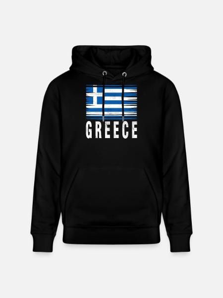 Brushstroke Flag Greece - Stanley/Stella CRUISER Unisex Organic Hoodie - black
