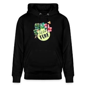 Ich bin fünf – blumiger 5. Geburtstag - Stanley/Stella Unisex Bio-Hoodie CRUISER  - Schwarz - Vorne - Alina (178cm) & Michal (187cm)