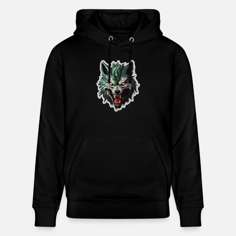 Loup - Illustration - Sweat à capuche bio CRUISER Stanley/Stella Unisexe - noir