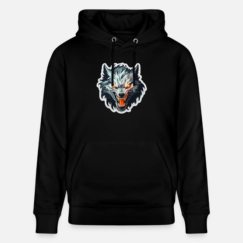 Loup - Illustration - Sweat à capuche bio CRUISER Stanley/Stella Unisexe - noir