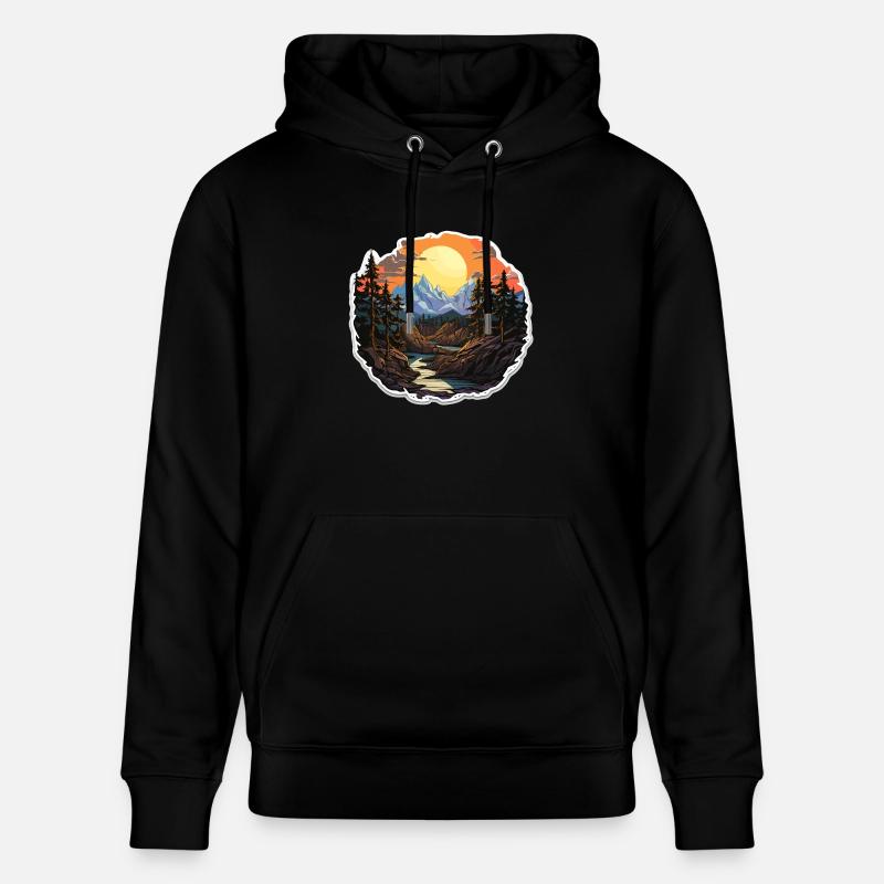 Paysage - Illustration - Sweat à capuche bio CRUISER Stanley/Stella Unisexe - noir