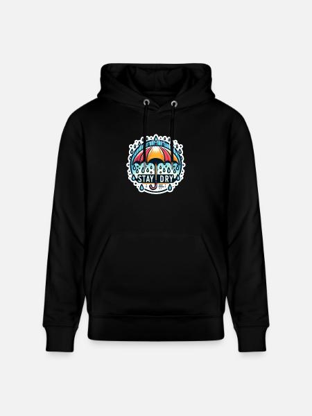 Stay Dry - Umbrella Illustration - Stanley/Stella CRUISER Unisex Organic Hoodie - black
