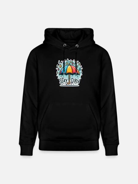 Stay Dry - Umbrella Illustration - Stanley/Stella CRUISER Unisex Organic Hoodie - black