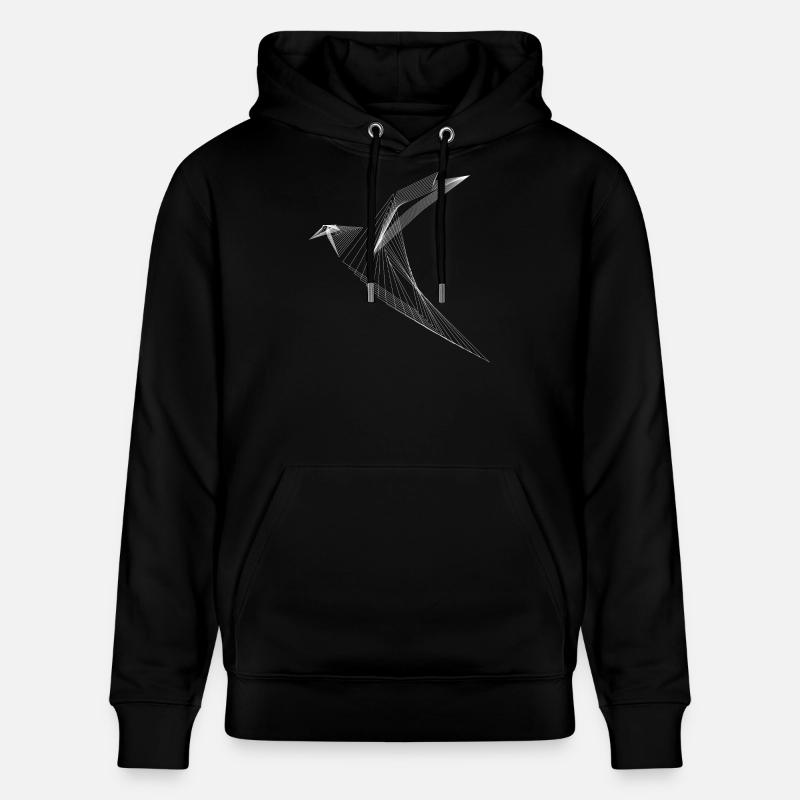 Geometrischer Linien-Vogel Minimal Design - Stanley/Stella Unisex Bio-Hoodie CRUISER  - Schwarz