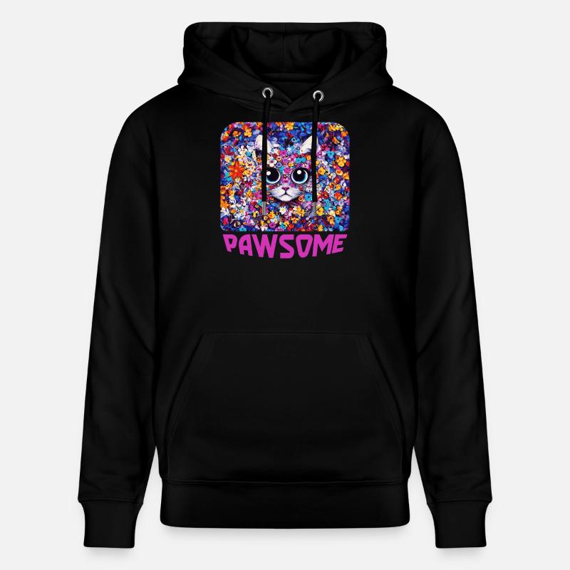 Pawsome - Chat en fleurs - Sweat à capuche bio CRUISER Stanley/Stella Unisexe - noir