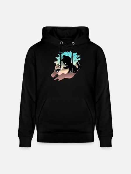 Kawaii-kissa ja kuplateetä söpö makea kissa - Stanley/Stella CRUISER unisex luomuhuppari - musta