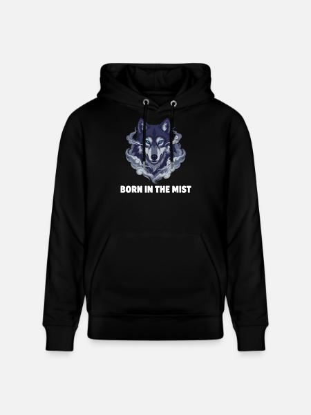 Nebelwolf: Wolfkopf im Dunst - Stanley/Stella Unisex Bio-Hoodie CRUISER - Schwarz