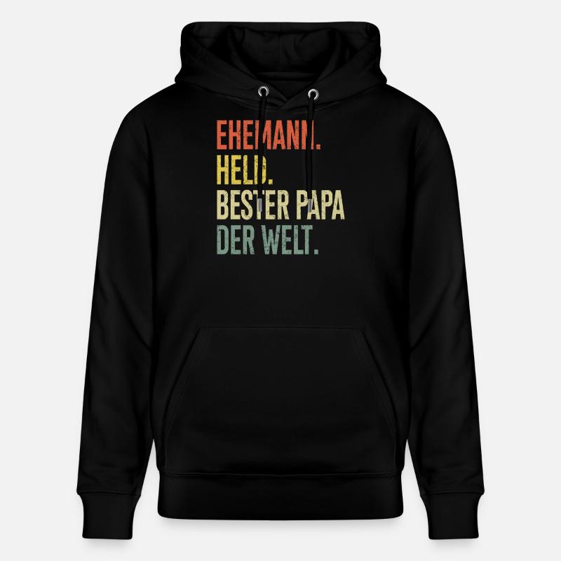 Held Papa Bester Ehemann - Stanley/Stella Unisex Bio-Hoodie CRUISER  - Schwarz