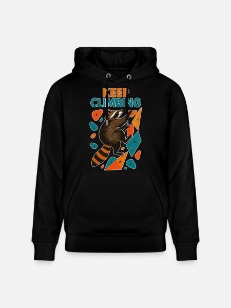 Bouldering Raccoon Keep Climbing Motivation - Stanley/Stella CRUISER Unisex Organic Hoodie - black