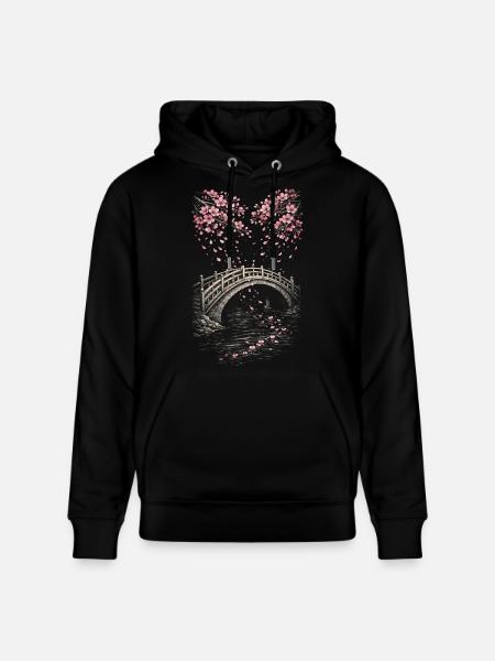 Cherry Blossom Sakura Cherry Blossom - Stanley/Stella CRUISER Unisex Organic Hoodie - black