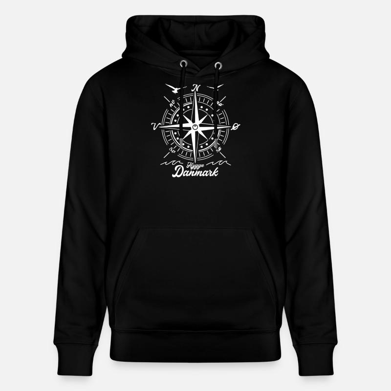 Nordischer Kompass mit Danmark-Text - Stanley/Stella Unisex Bio-Hoodie CRUISER - Schwarz